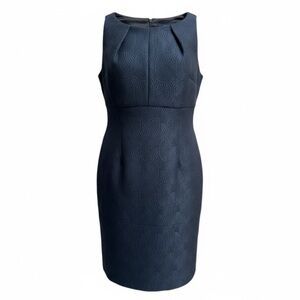 Just..Taylor Navy Blue Black Swirl Jacquard Sleeveless Sheath Dress Party Office